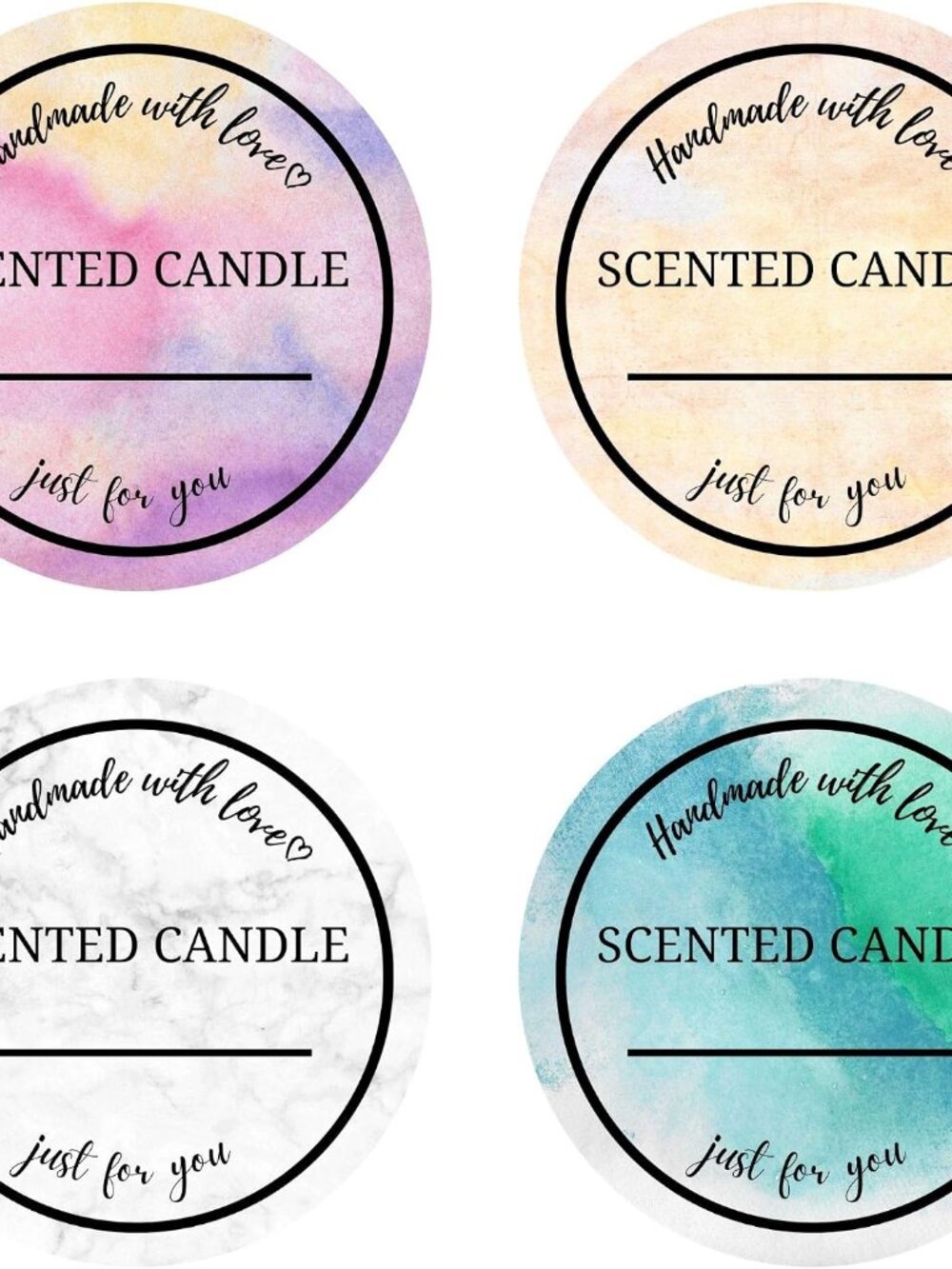 Watercolor Candle Label Roll 2 Inch 300pcs Waterproof